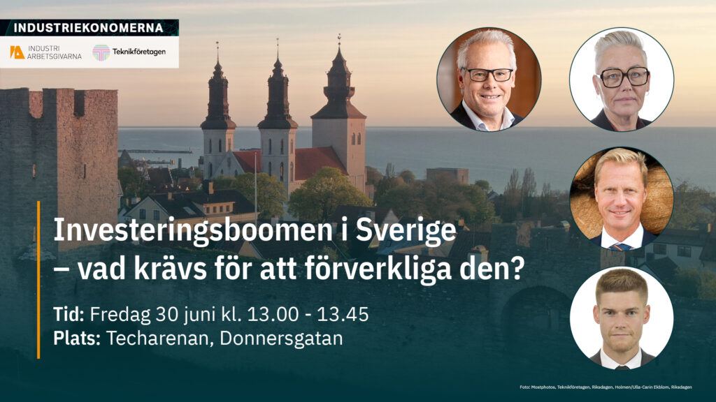 Illustrationsbild över Visby med talespersoner från seminariet i cirklar